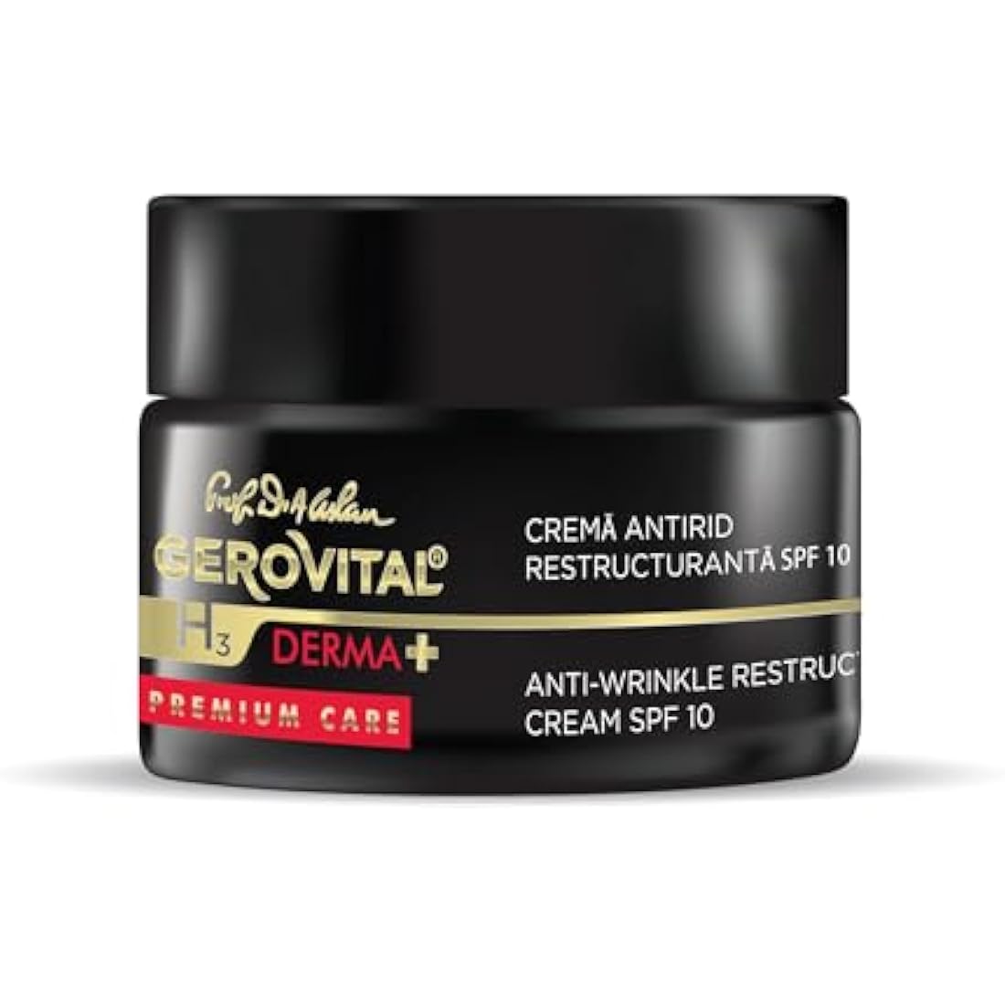 Gerovital H3 Derma+ Premium Care Anti-Wrinkle Face Cream SPF 10 – Restructuring & Firming, Reduces Wrinkles, Restores Elasticity, Anti-Aging Skincare, 50ml