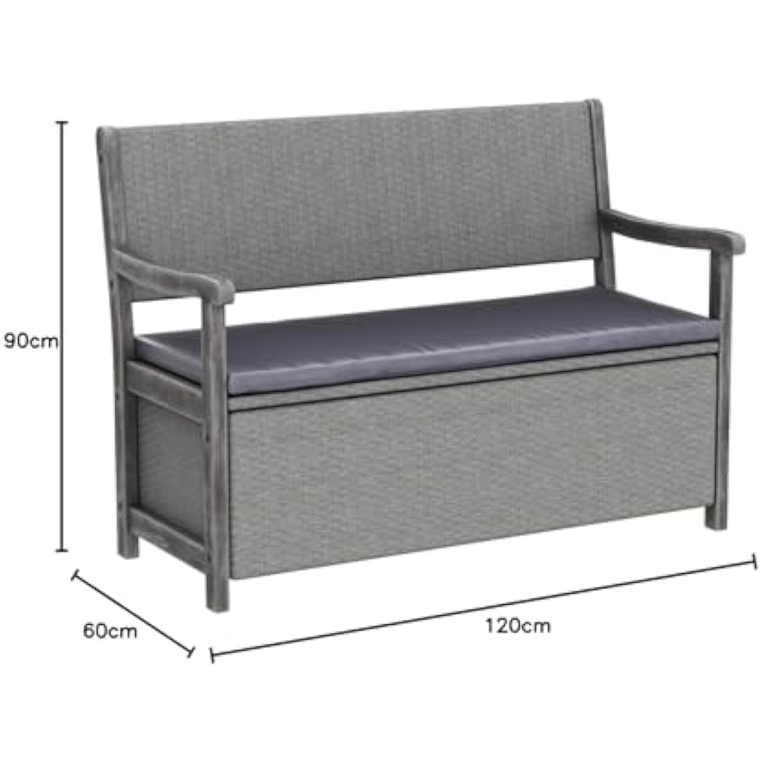 Rowlinson Alderley Rattan Storage Bench - Grey
