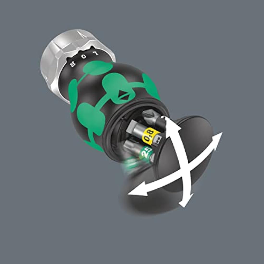 Wera 05008883001 Kraftform Kompakt Stubby Magazine RA 1, Stubby Ratchet Screwdriver with Bit Magazine, 6 Pieces