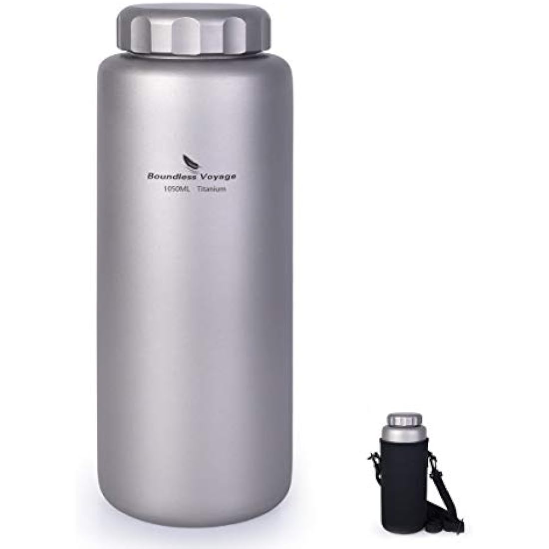 Boundless Voyage Titanium 600ml Cup & 1050ml Water Bottle Set Lightweight Portable Tea Coffee Wine Dinnerware for Backpacking Hiking Camping