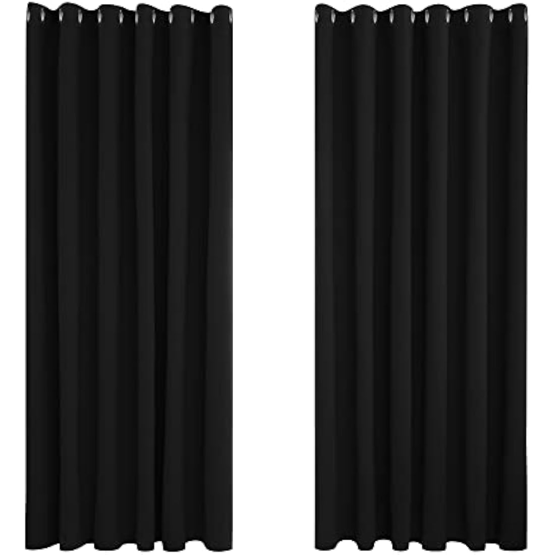 Deconovo Blackout Curtains 90 x 90 Inch Thermal Insulated Eyelet Curtains Bedroom Blackout Curtains for Kids Black 2 Panels