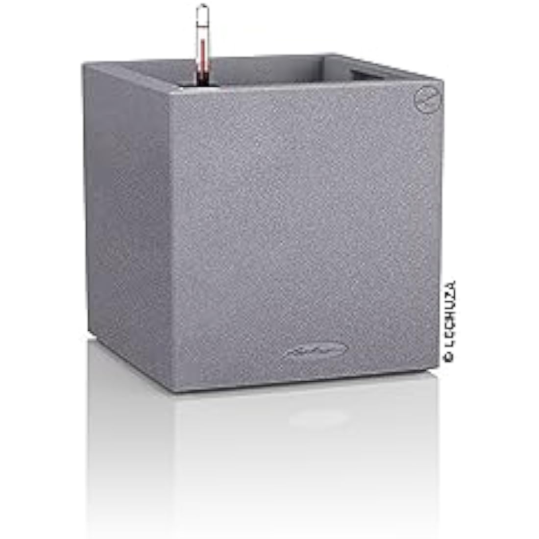 Lechuza Self Watering Plant Pot CANTO Stone 40 Low Plastic Indoor and Outdoor Plant Pot with Drainage Hole H40 L40 W40 cm Stone Gray