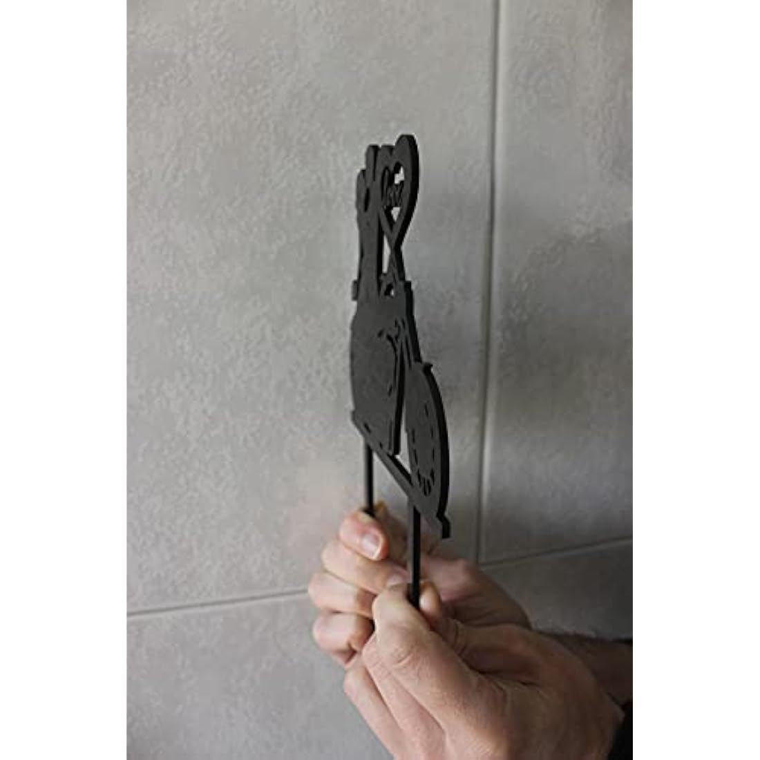 CARISPIBET Crescent Moon with Groom and Bride Hug Wedding Cake Topper Theme Party Cake Acrylic Silhouette Decoration