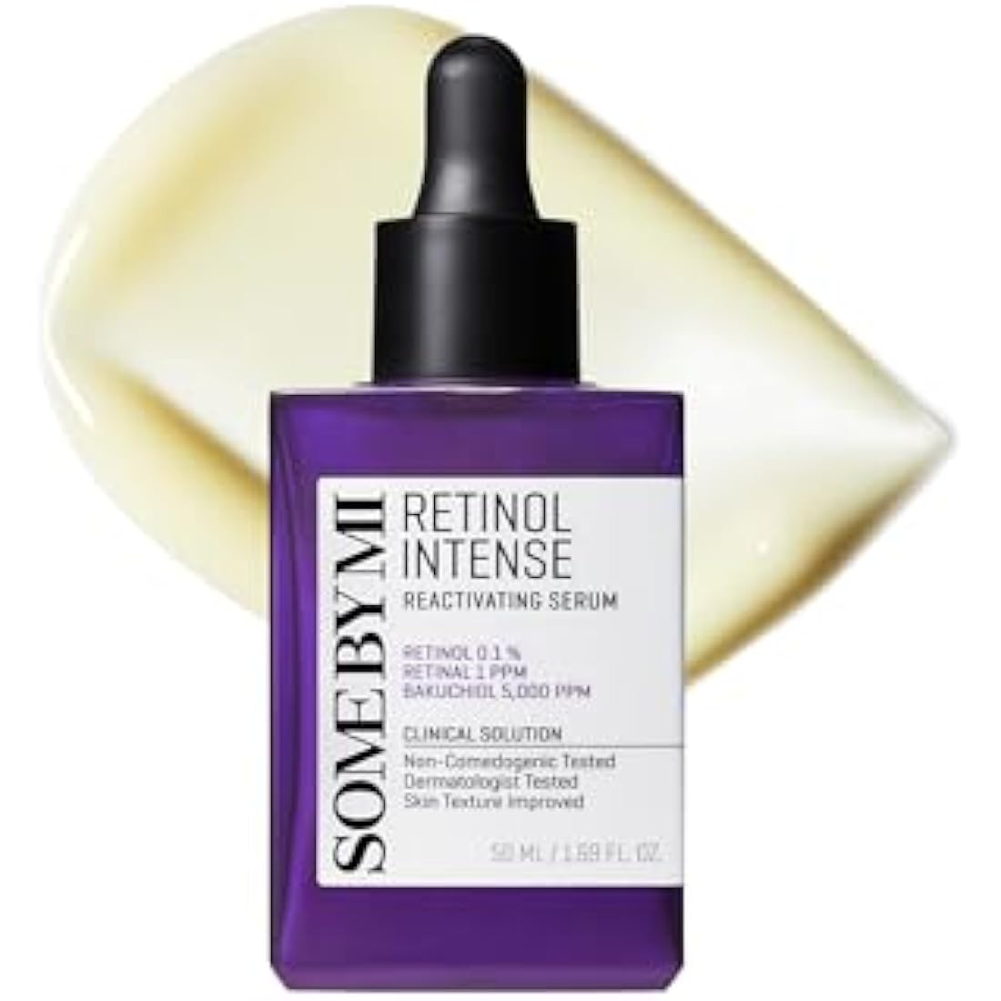 SOME BY MI Retinol Intense Reactivating Serum 50 ml – Retinol Bakuchiol & Niacinamide Serum for Anti‑Aging & Pore Minimizer– Vegan Glass Skin Korean Skincare with Hyaluronic Acid Hydration