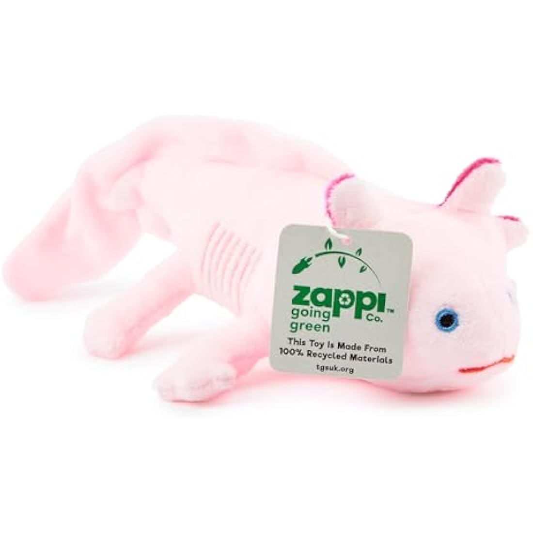 Zappi Co 100% Recycled Plush Axolotl Toy (22cm Length) Stuffed Soft Cuddly Eco Friendly animals Collection For New Born Child First kid