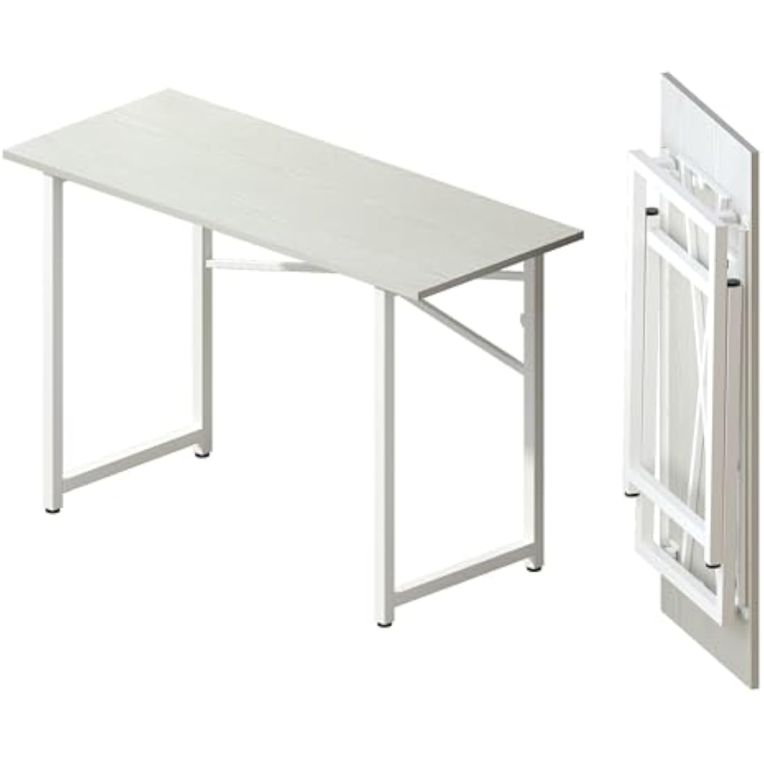 Lutown-Teen 120 cm Folding Desk, Writing Gaming Computer Camping Desk, No Assembly Required Home Office Table, White