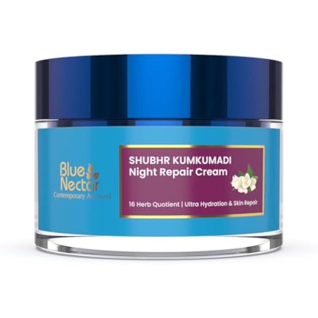 Blue Nectar Kumkumadi Night Cream Face Moisturizer for Women with Natural Almond & Saffron | Hydrating Moisturizer Face Cream for Night Time (16 Herbs, 50g)