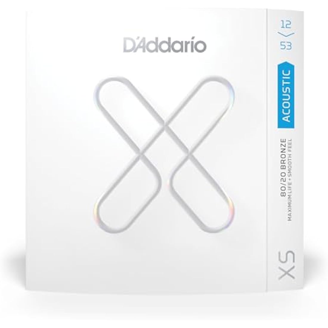D'Addario Guitar Strings - XS 80/20 Bronze Coated Acoustic Guitar Strings - XSABR1253 - Maximum Life with Smooth Feel & Exceptional Tone - For 6 String Guitars - 12-53 Light