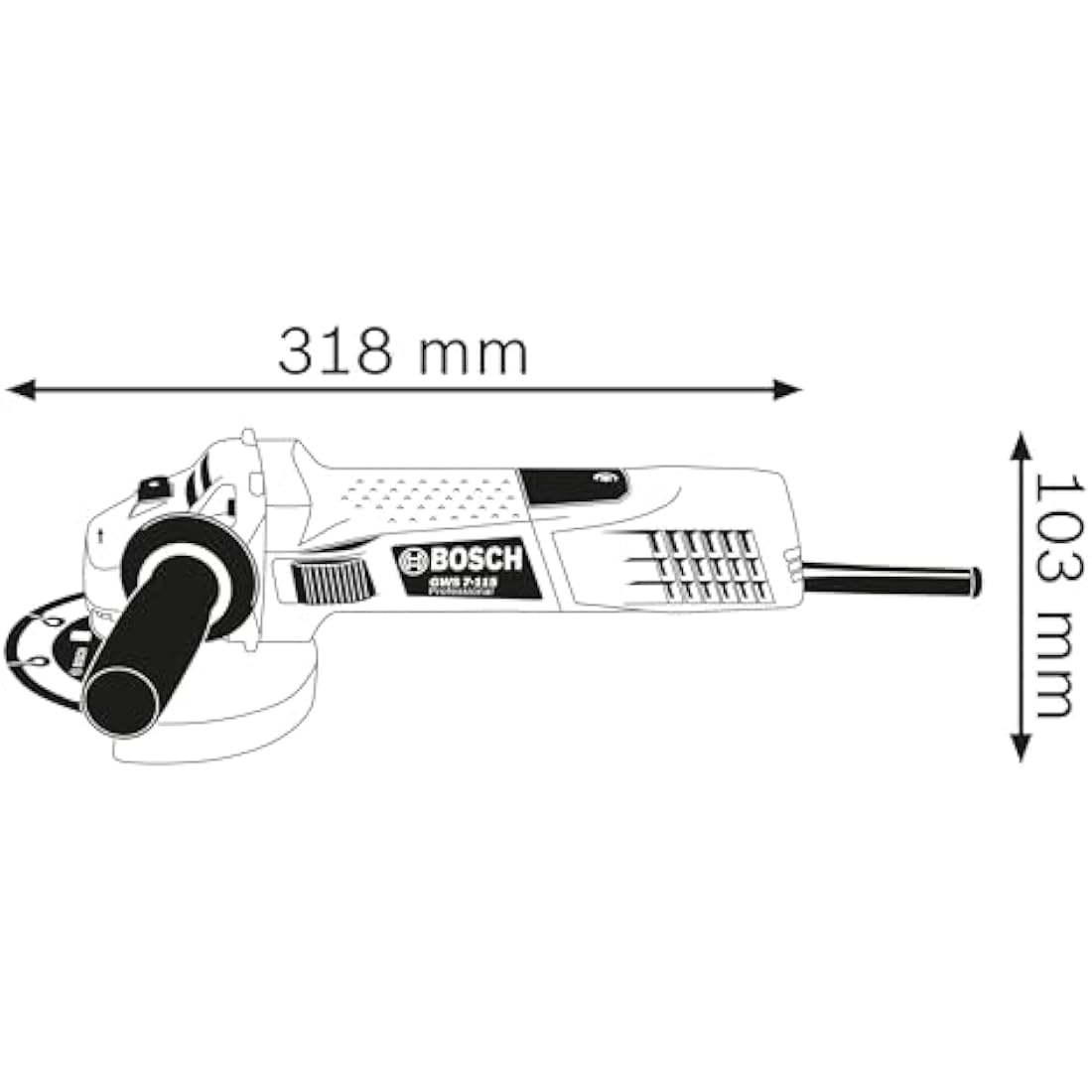 Bosch Professional Angle Grinder GWS 7-115 (110V, 720 W, disc diameter 115 mm, Includes Backing Flange, Locking Nut, Protective Guard)
