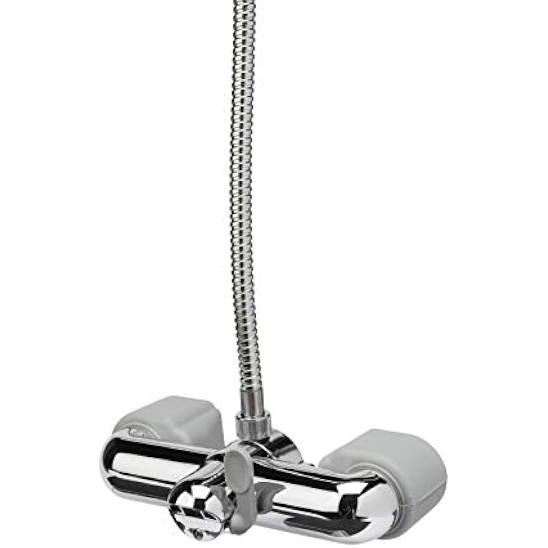 Croydex Shower Head and Hose Mixer Set with Riser Rail - 1.5m Shower Hose and Handset with Rub Clean Nozzles, Easy Install Wall Mounted Rail for Bathrooms - Ideal Hot & Cold Water Mixer (Chrome)
