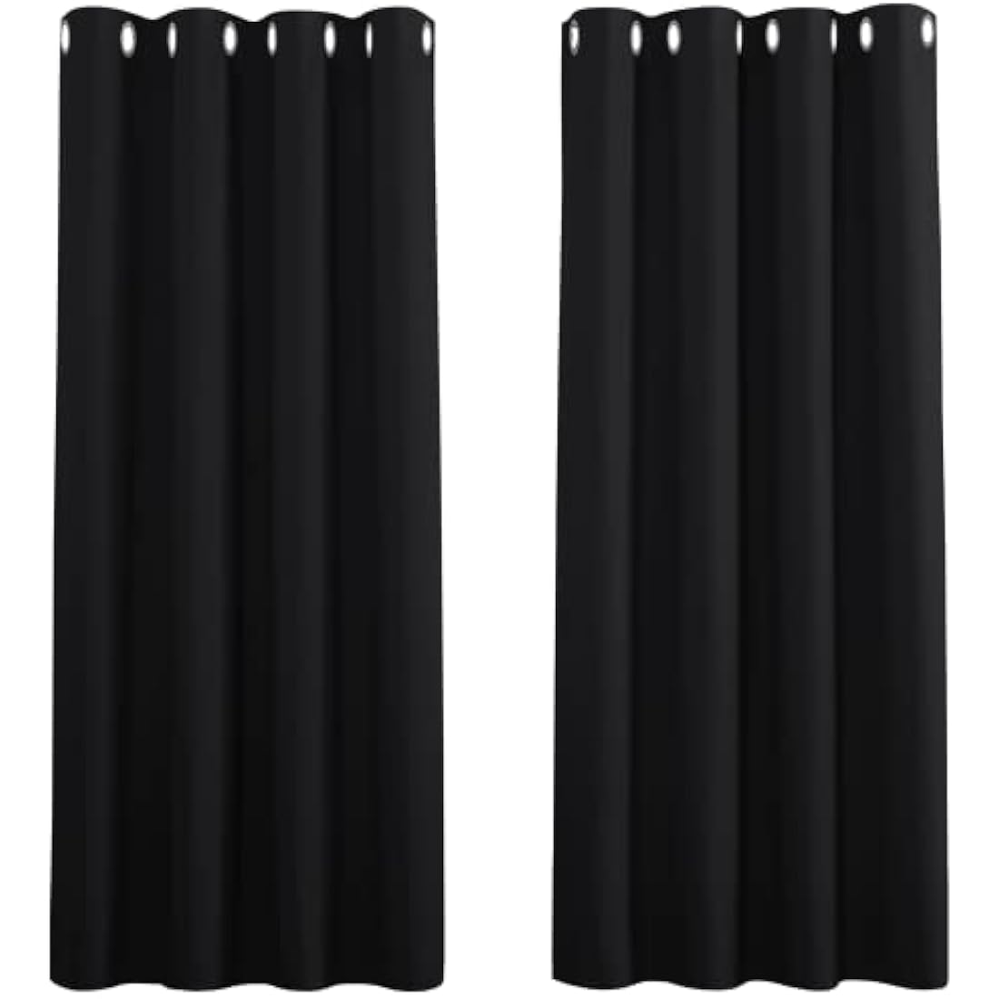 PONY DANCE Black Out Thermal Insulated Curtains 45 Inch Drop for Bedroom Blackout Eyelet Curtains for Bedroom, Kitchen, Short 2 Panels for Room Darkening, W46 X L45, Black