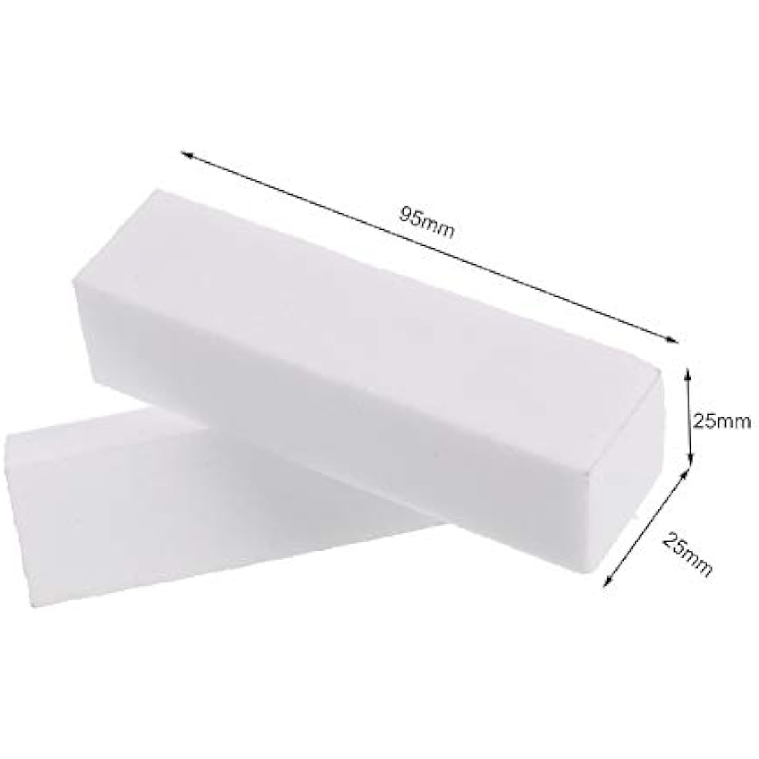 Metagio 10 Pcs Professional Salon Nail Buffer Sanding Block - White, Finger Manicure Pedicure Tools for Home and Salon Use (95*25*25MM)