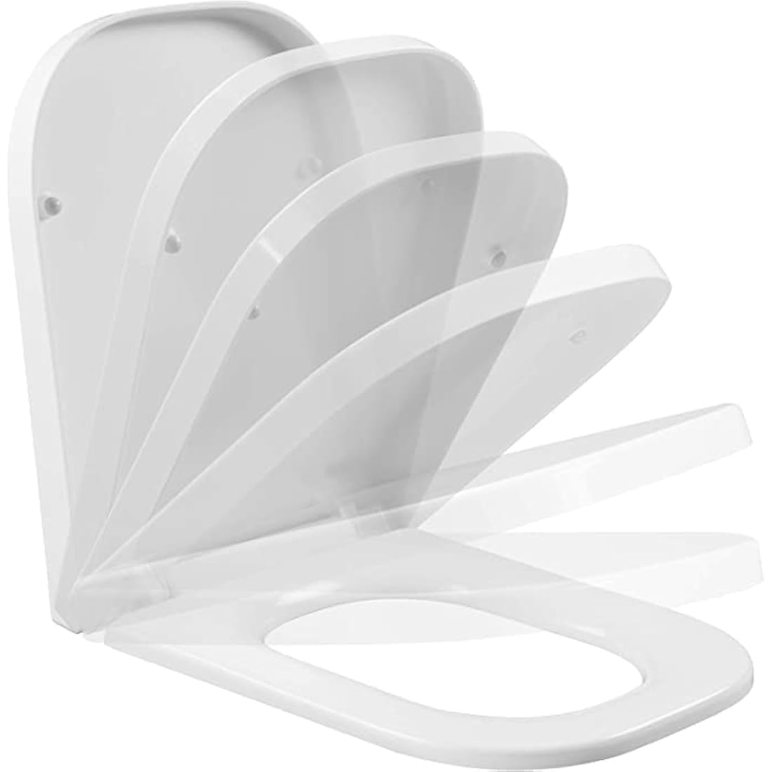 Square Toilet Seat Soft Close Toilet Seat Mute Seat Cover Quick Release Loo Seat Easy Cleaning Easy Installation with Top Fixing & Adjustable Hinges 42L x 36W cm Plastic AAN®