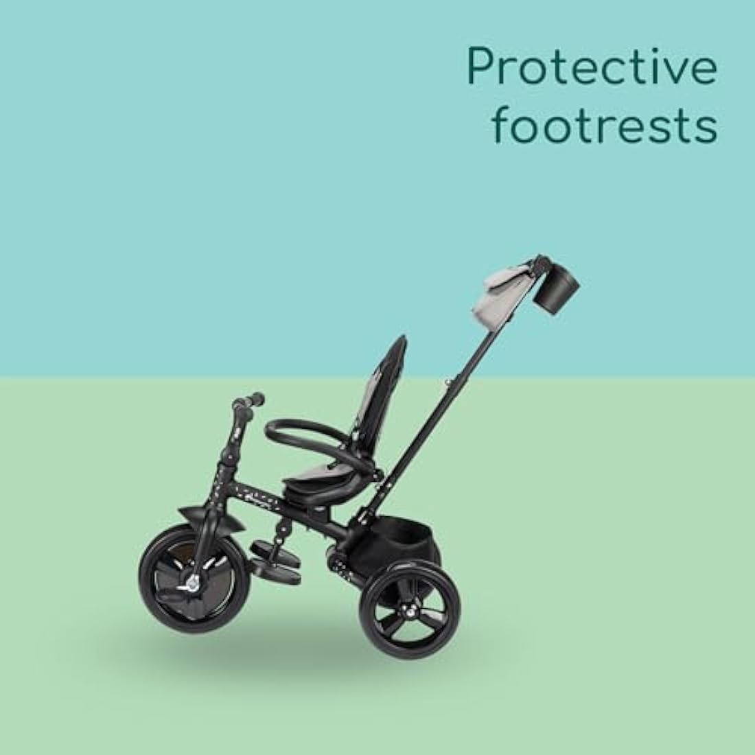 Bebeconfort Windy, Baby Trike with Parent Handle, 10 Months - 4 Years, 0-25 Kg, Adjustable to Child, Comfortable and Reversible Seat, Protective Canopy, Compact Fold, Toddler Bike, Tinted Grey