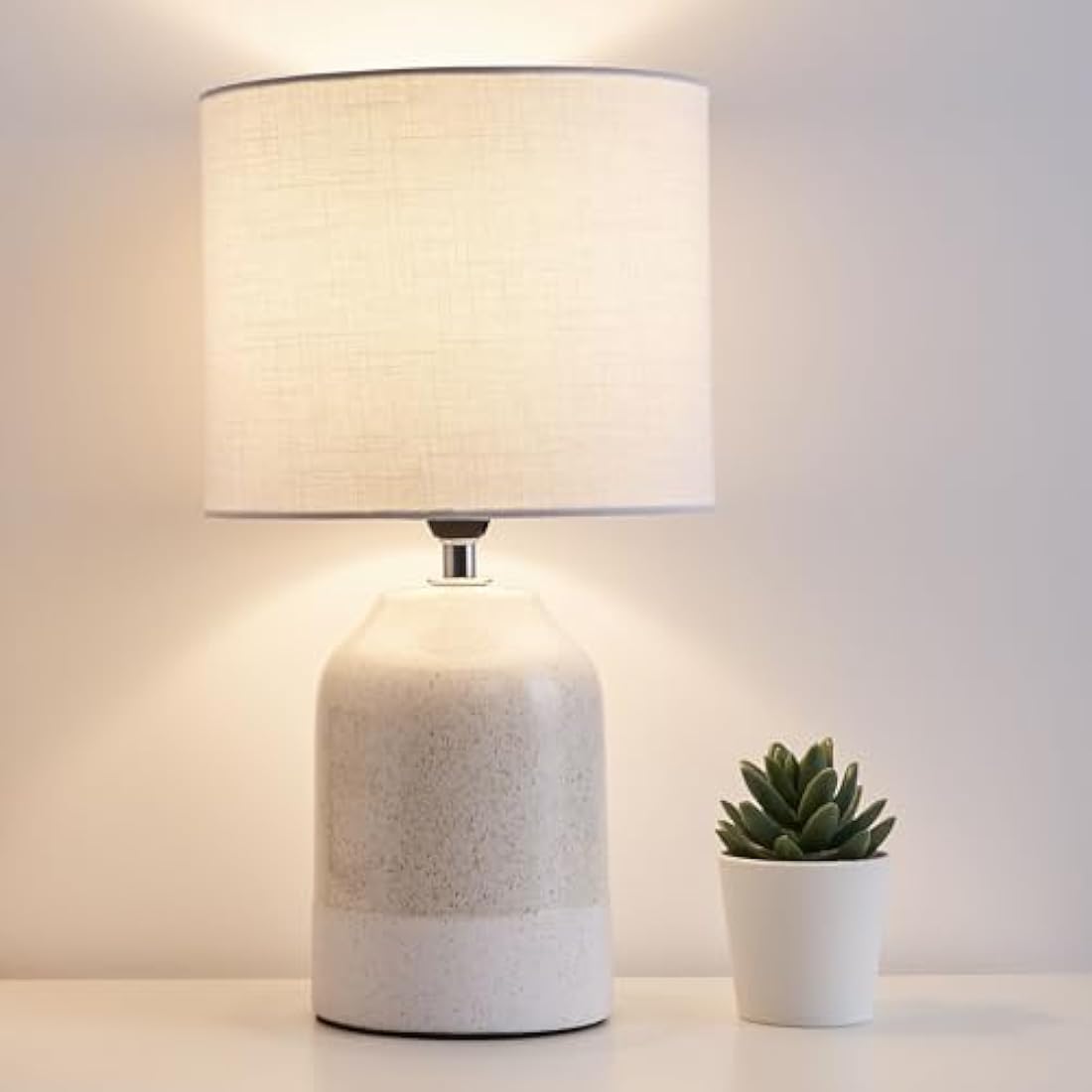 Pauleen 48022 Sandy Glow max. 20W for E14 Bedside Table luminaire Beige White 230V Ceramic/Fabric Without lamp