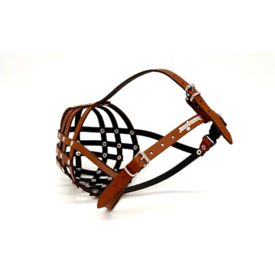 New Genuine Light Leather Dog Muzzle for Dogue de Bordeaux and Bullmastiff and and other similar breeds (Brown Leather, DB-3)