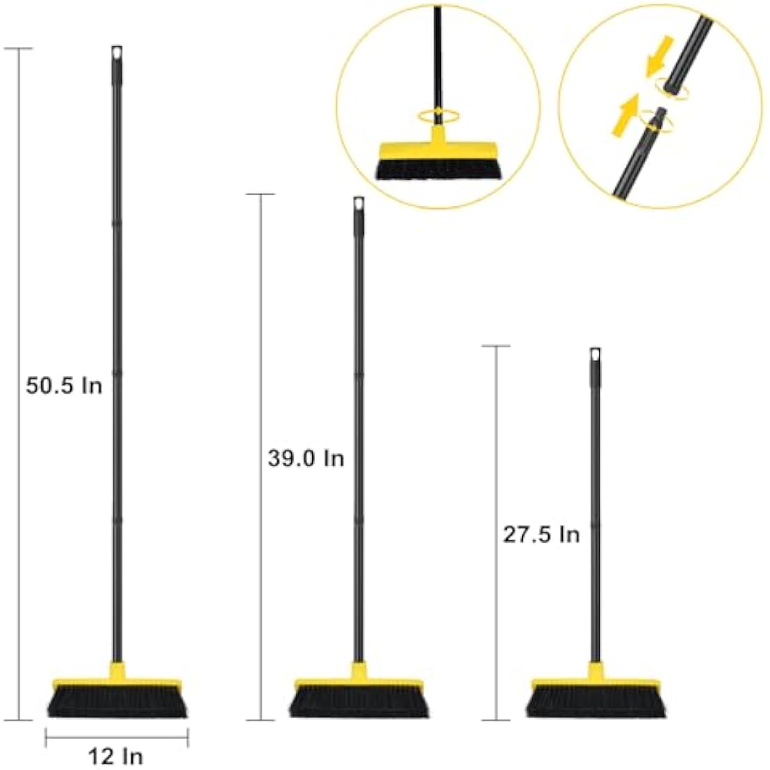 Yard Brush Heavy Duty Outdoor Concrete Broom Telescopic Long Handle with Stiff Bristles for Cleaning Scrubbing Deck Driveway Yard Patio Wood Stone Tile Garden Warehouse Leaves Lawn