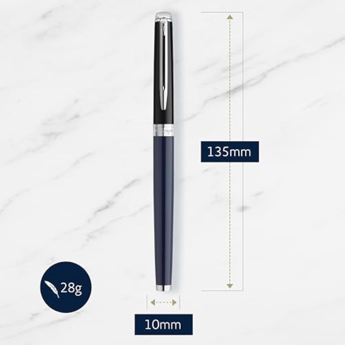 Waterman Hémisphère Fountain Pen | Black & Blue Lacquer with Palladium Coated Trim | Stainless steel Fine Nib | Blue Ink | Gift Box