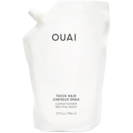 OUAI Thick Hair Conditioner Refill - Moisturizing Conditioner for Dry, Frizzy Hair - Keratin, Marshmallow Root, Shea Butter and Avocado Oil - Paraben, Phthalate and Sulfate Free Hair Care - 946ml