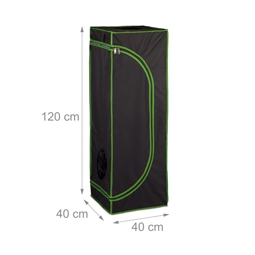 Relaxdays Grow Tent, Plant Cultivation, Reflective Foil Inside, Mini Greenhouse, HxWxD: 120 x 40 x 40 cm, Black/Green