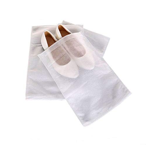 Supkeyer 10Pcs White Portable Shoes Bag Travel Storage Pouch Drawstring Dust Bags Non-woven Fabric