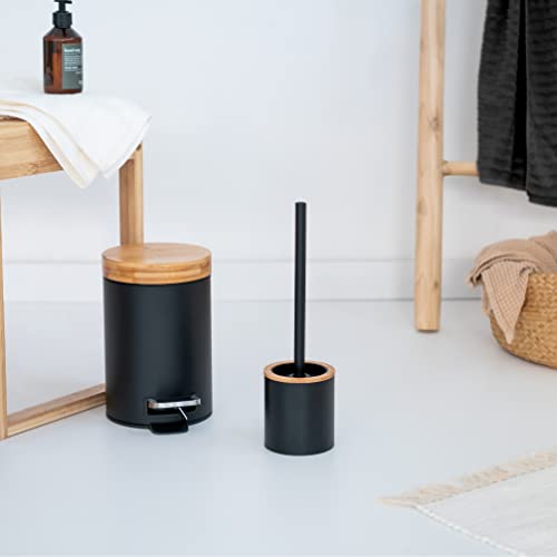 Kazai. 3L Designer Bathroom Bin | Superior Bamboo | Soft Closing | Anti-Finger | Black
