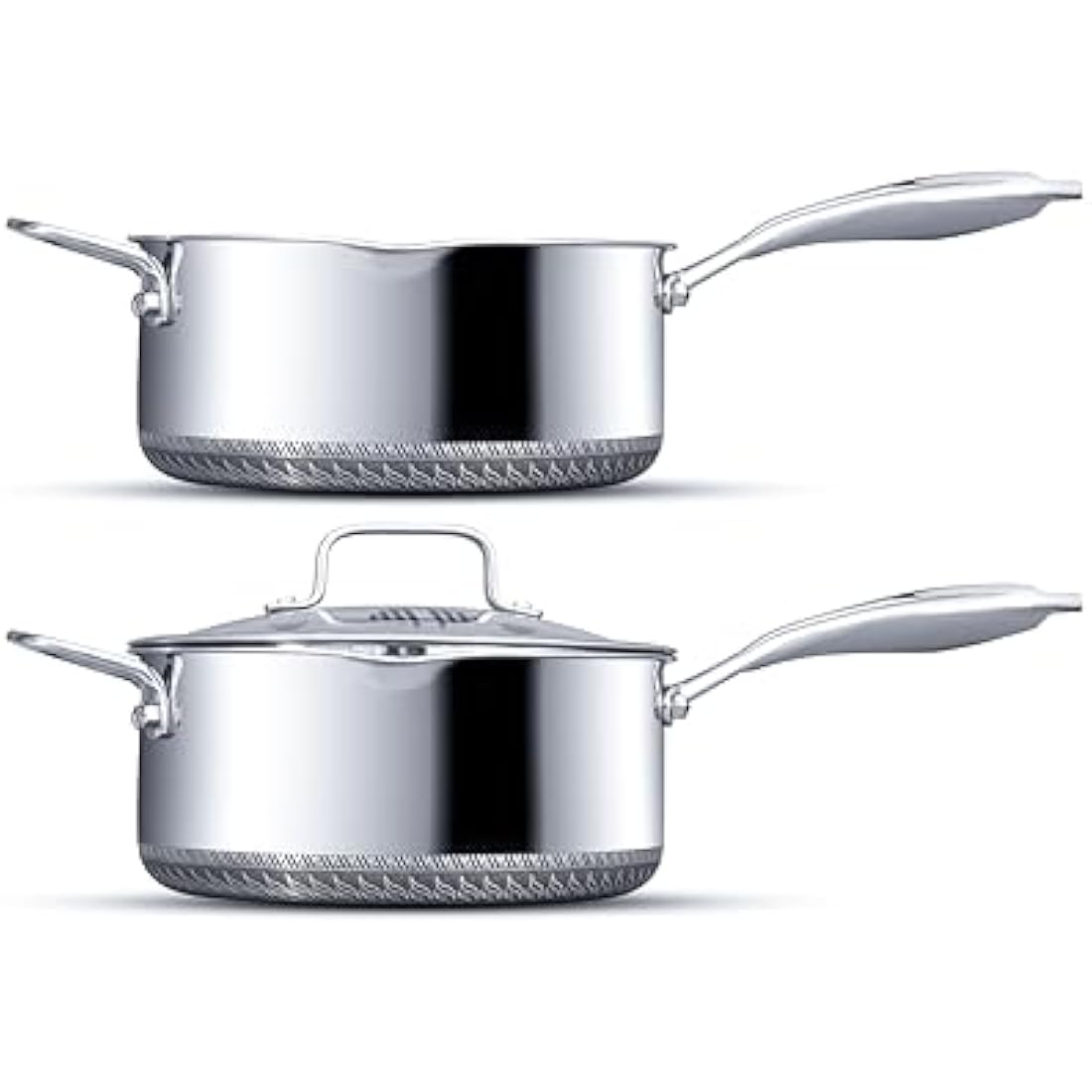 Saucepot with lid 24cm/4L | Non-stick Sauce Pan for Induction, Gas, Electric Hobs |Cooking Pot with Pour Spout |Stay Cool Twin Handle | Anti Scratch |Oven Safe | Honey Comb German Engineering | Chemic