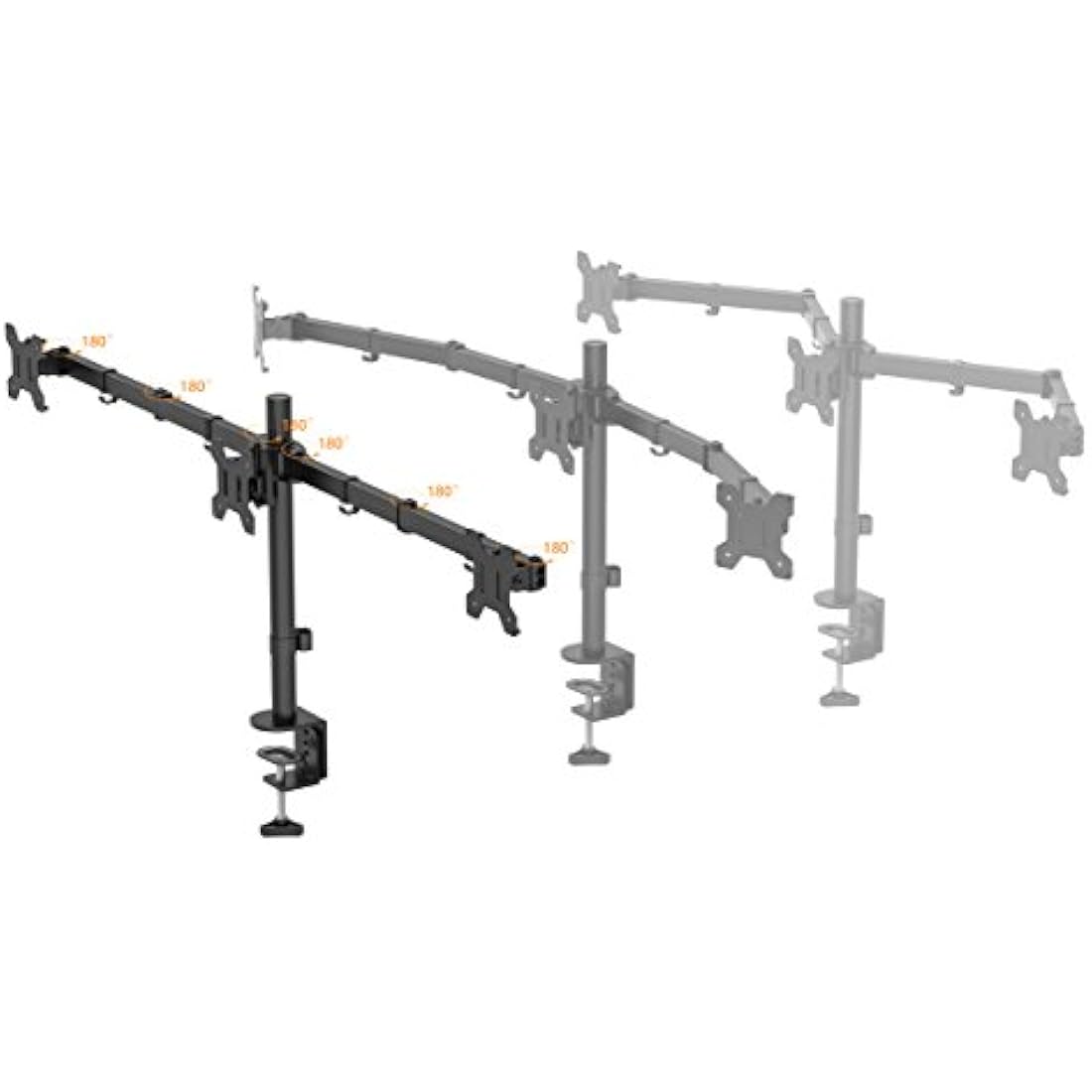 BONTEC Triple Monitor Stand for 3 Monitors 13-24 inch, Triple Arm Desk Mount for LCD LED Computer Screens Up to 10kg, VESA 75x75/100x100 with 2 Installation methods
