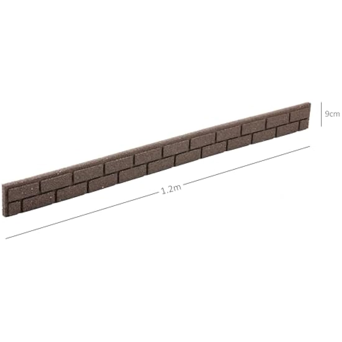 Nicoman Ultra Curve EZ Brick Effect Border Eco-Friendly Garden Edging,Recycled Rubber Tyre for Garden, Path & Patio 9cm High 120cm (4ft) Long, Brown, Pack of 12