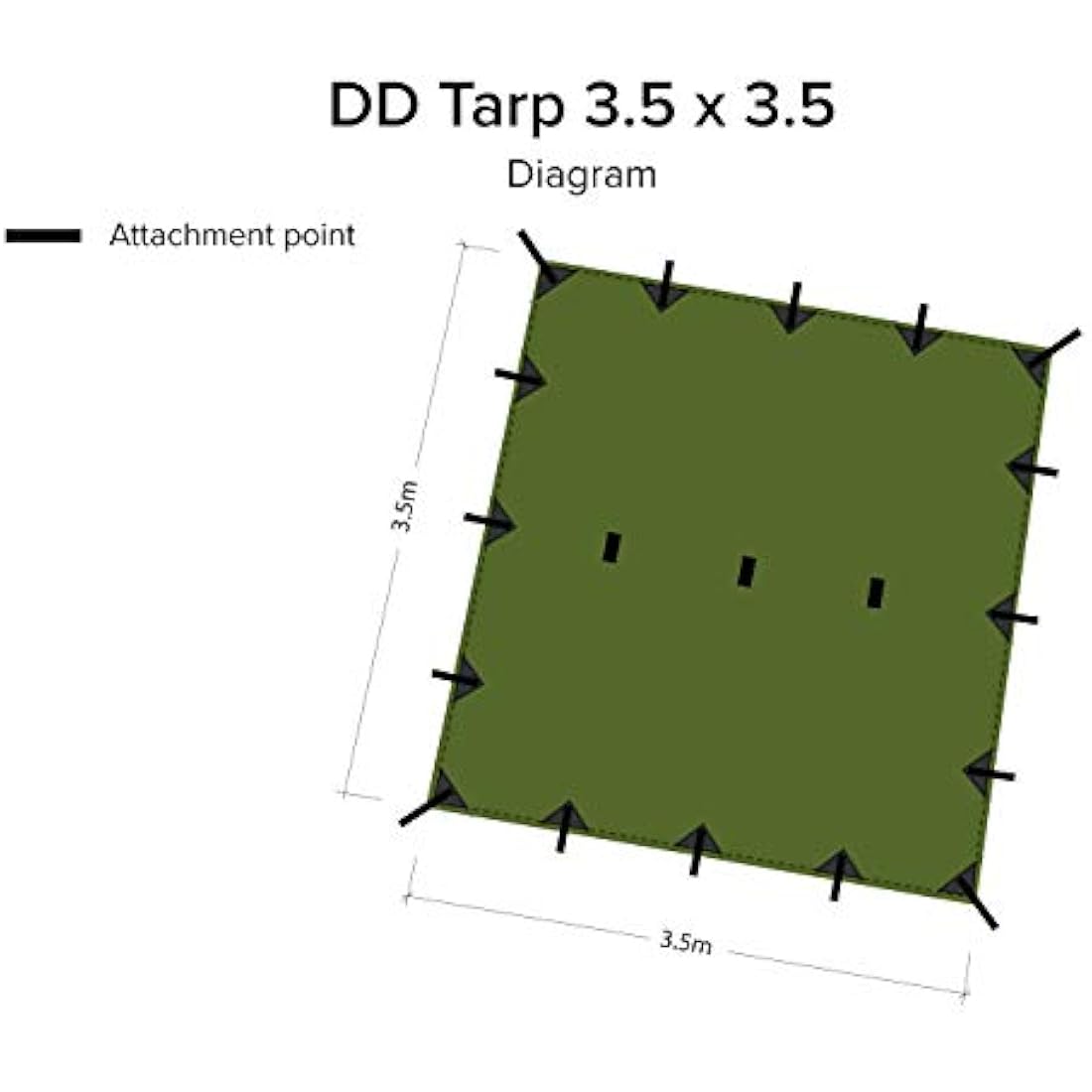 DD Hammocks - DD Tarp 3.5 x 3.5 - Olive Green - Fully Waterproof Lightweight Tarp Shelter For Outdoor Hammock Camping And Bushcraft