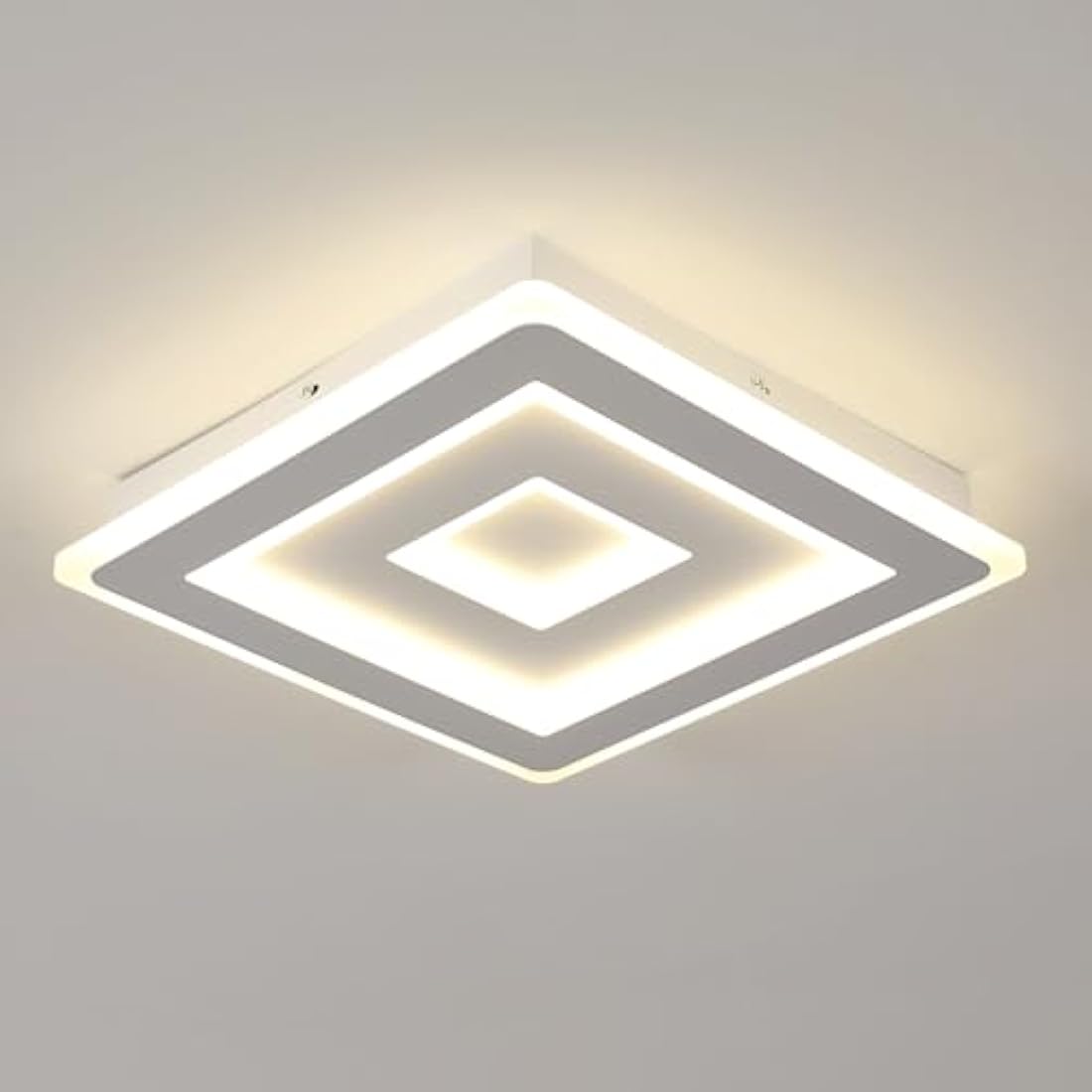 Comely Modern Square LED Ceiling Light, 52W 5850LM Acrylic LED Ceiling Lamp, White Chandelier for Bedroom, Living Room Natural Light 4500K, 40cm