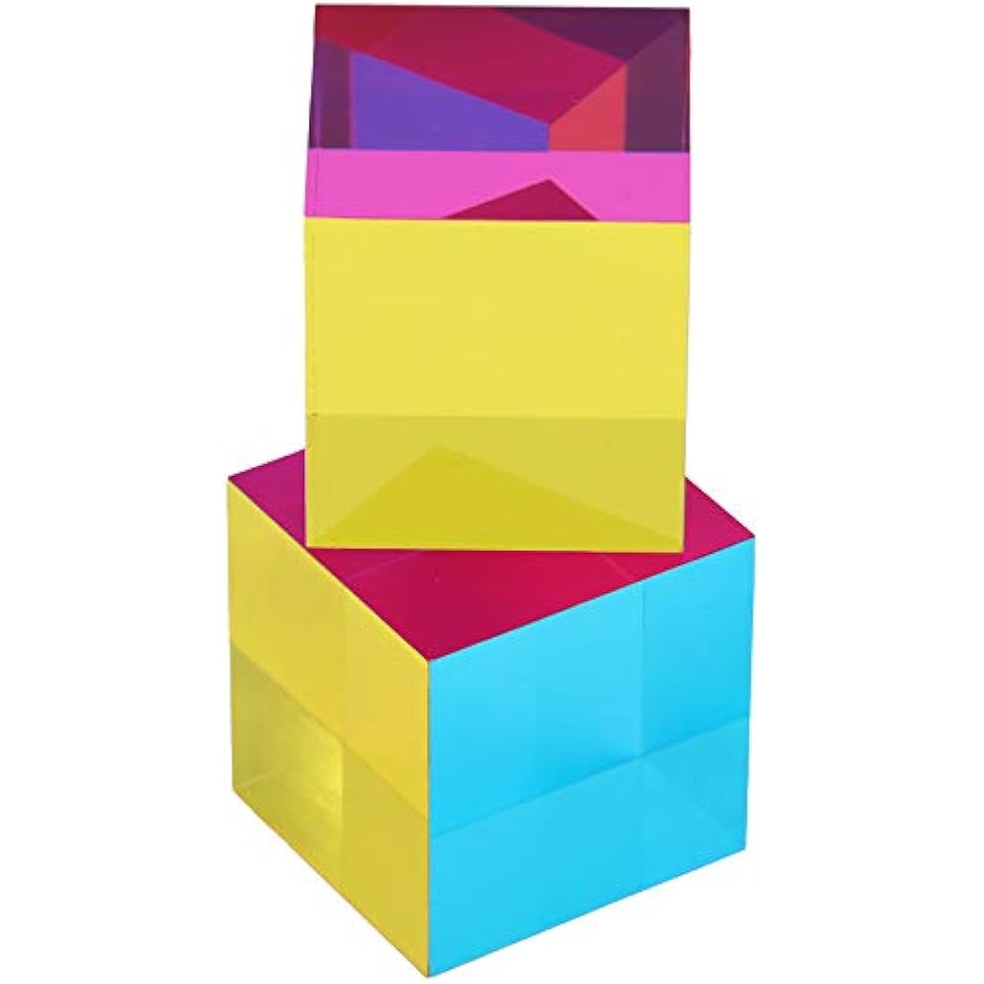 ZhuoChiMall CMY Mixing Colour Cube, 50mm (2 inch) Acrylic Cube Prism, CMYcube for Home or Office décor, STEM/STEAM Desktop Toys, Science Learning Educational Gift for Kids