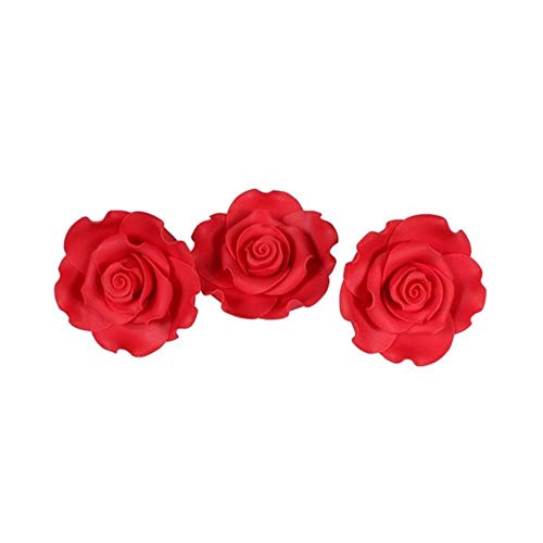 Culpitt Edible Sugar Soft Rose Toppers x 8-63mm Strawberry Red