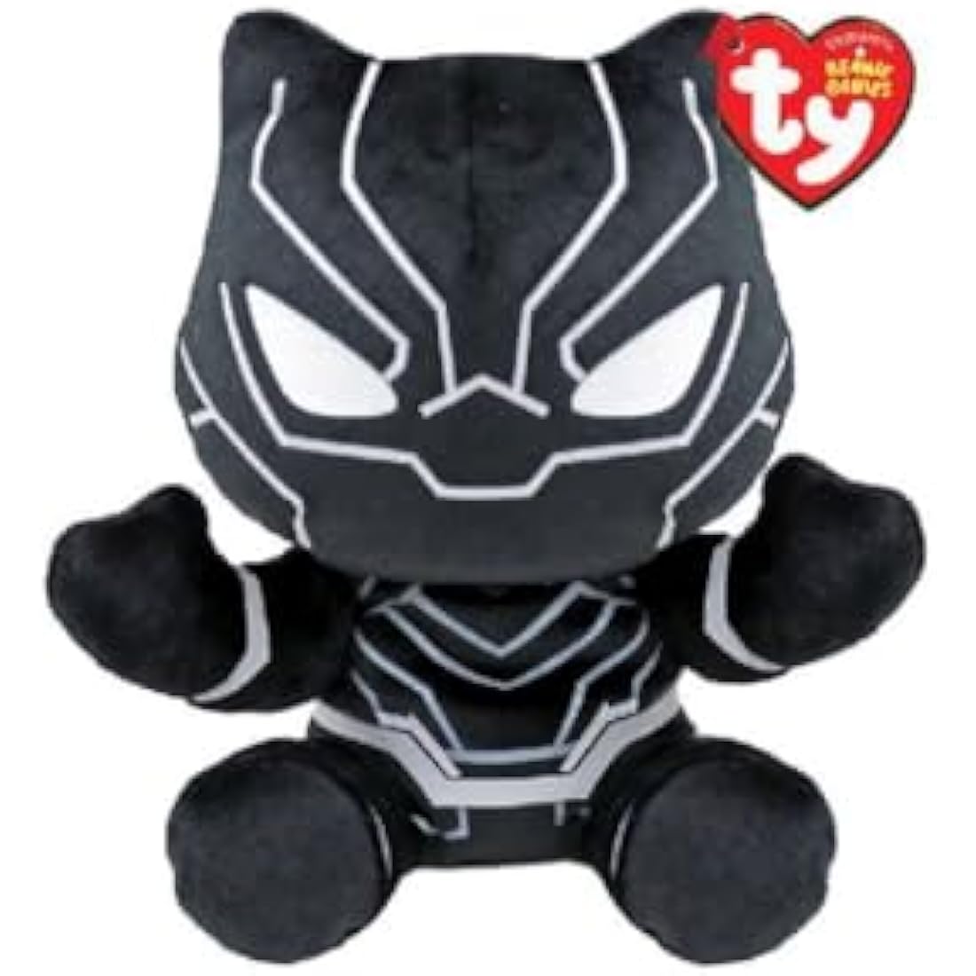 TY Black Panther Marvel Avengers Beanie Babies Regular, Licensed Beanie Baby Soft Plush Toy, Collectible Cuddly Stuffed Teddy