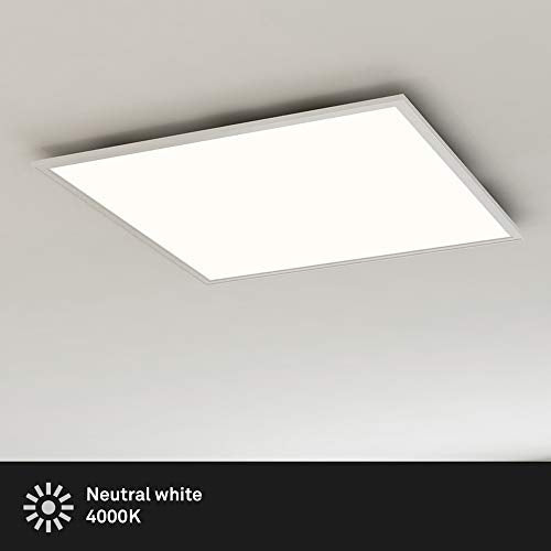 Briloner Leuchten 7192-016 - LED Ceiling lamp Panel, LED lamp, Living Room lamp, Ceiling Light, Ceiling Spotlight, 38W, Square, White 59.5 cm