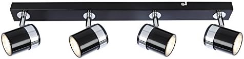 UKEW Modern 4 Way Ceiling Spotlight - Straight Bar Lighting with Adjustable Heads - Stylish Spotbar GU10 LED Light for Kitchen Living Room (Black)