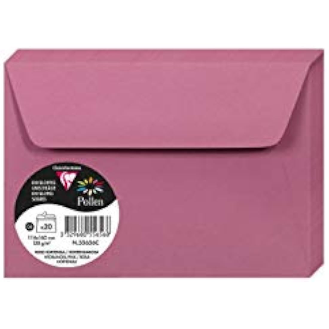 Clairefontaine - Ref 55656C - Pollen Adhesive Envelopes (Pack of 20) - C6 Sized, 120gsm Paper, Printer-Compatible, Acid Free, Adhesive Strip for Easy Seal - hydrangea Pink
