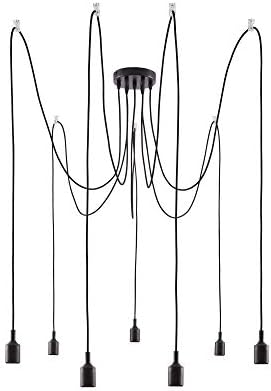 Paulmann 50390 Ketil Neordic Pendant luminaire 7-lamp Sputnik max. 7x20 watts Pendant lamp Black Ceiling lamp Silicone, Metal Pendant luminaire E27
