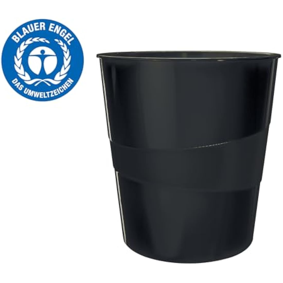 Leitz Waste Paper Bin, 15L Capacity, 100% Recyclable, Blue Angel Certfied, Recycle Range, Black, 53280095
