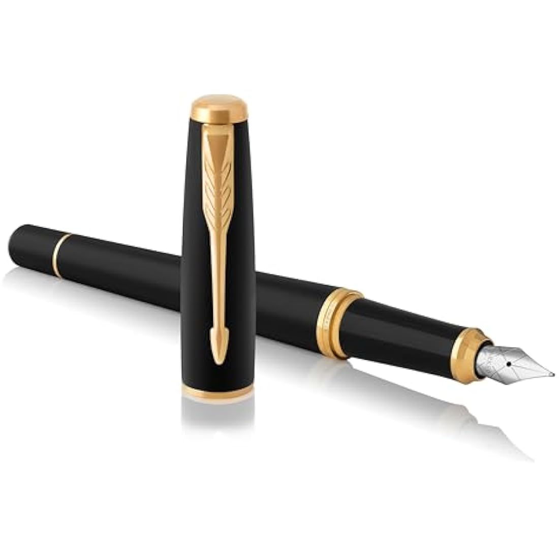 Parker Urban Duo Gift Set with Ballpoint Pen & Fountain Pen| Muted Black with Gold Trim | Blue Ink Refill & Cartridge