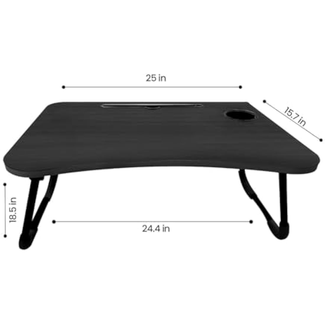 KKTECH Folding Laptop Bed Table Lap Standing Desk Sofa Breakfast Table Bed Tray Laptop Lap Desk with Cup Holder Notebook Stand Steel Legs 60x40x28cm (Black)