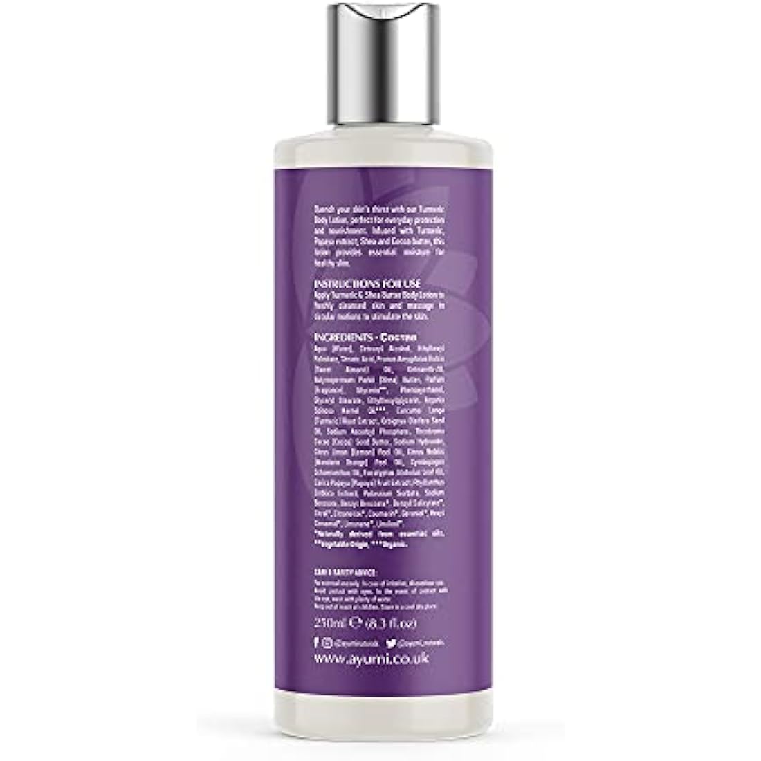 Ayumi Turmeric Body Lotion | Brightening Body Moisturiser for Dry Skin | Hydrating Body Lotion for Dull Skin | Shea Butter Body Cream for Damaged Skin | Body Moisturiser for Women & Men | 3 x 250 ml