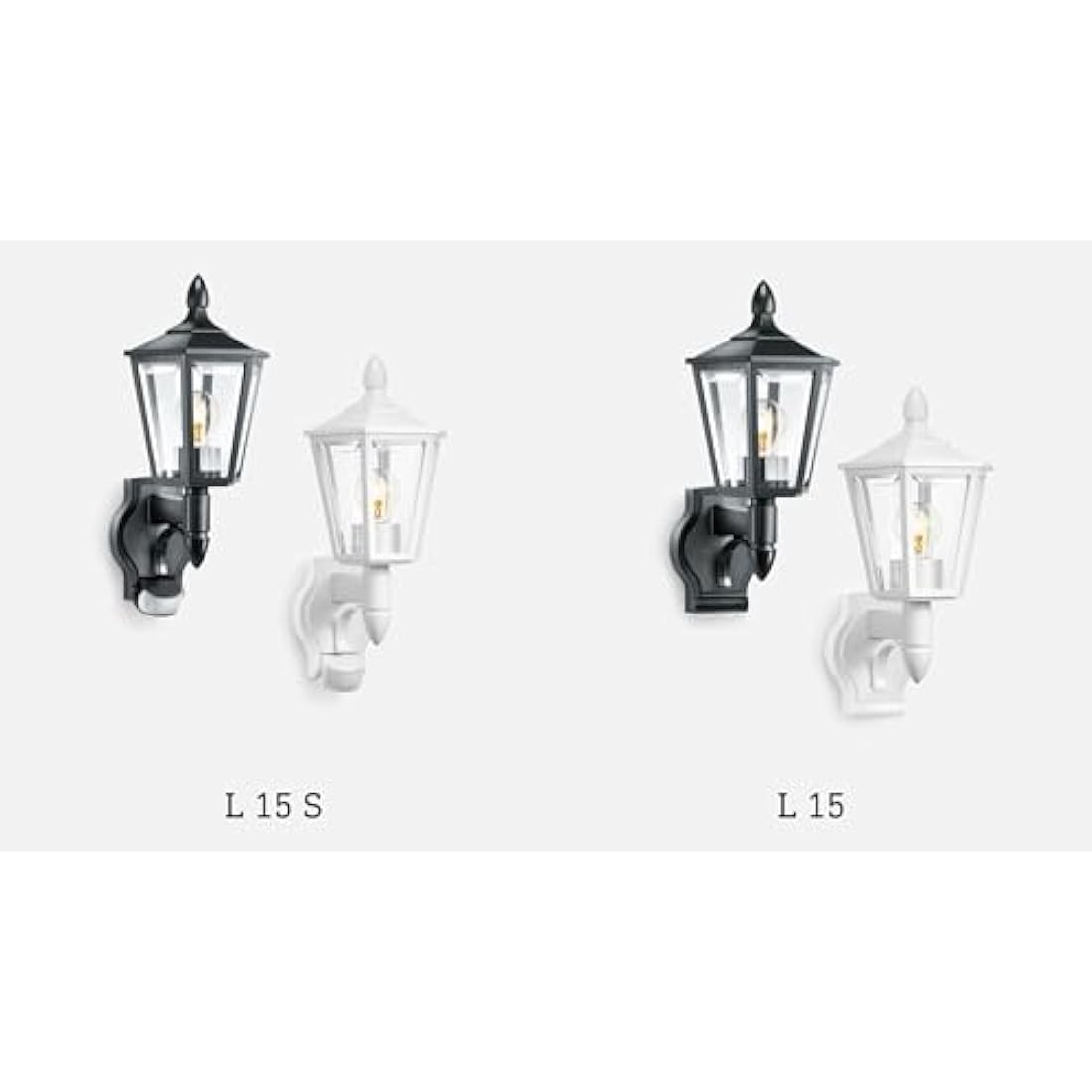 Steinel Outdoor Wall Light L 15 S black- 180° Motion Sensor, 10 m Reach,max. 60 W, Classic Design, for Entrance and Fronts