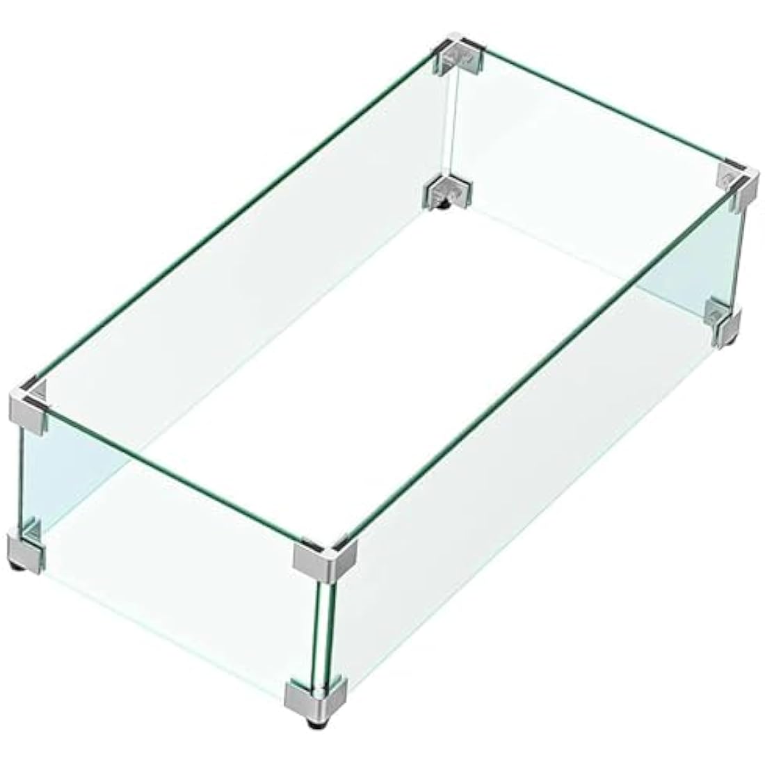 MESIDA 31"x12"x6" Fire Pit Glass Wind Guard, Tempered Glass Firepit Table Shield, Thick and Sturdy, with Hard Aluminum Corner Bracket & Rubber Feet