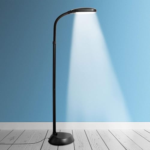 Kenley Daylight Lamp - Reading Light Floor Standing - Energy Saving Bulb - Natural Sunlight 12W LED with Adjustable Brightness - Standard Bright Floor Reading Lamps for Living Room Bedroom Craft Study