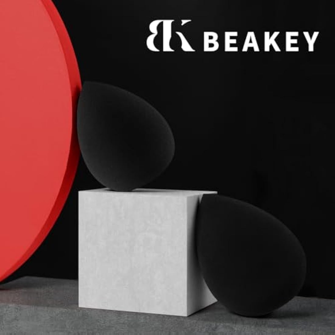 BEAKEY Makeup Sponge Set, Foundation Blending Beauty Sponge, Makeup Applicator Flawless for Liquid, Cream, and Powder, Latex Free and Vegan Makeup Sponges-5 Pcs Black