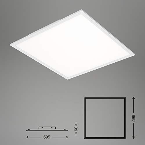 Briloner Leuchten 7192-016 - LED Ceiling lamp Panel, LED lamp, Living Room lamp, Ceiling Light, Ceiling Spotlight, 38W, Square, White 59.5 cm