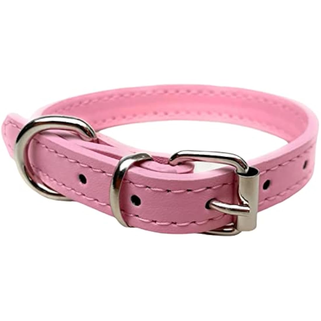 Vibrant Leather Dog Collar for Puppy, Cat, Kitten, Dogs - For Small, Medium, Large & Extra Large Pet Collars (Extra Large (45cm - 55cm Neck), Light Pink)
