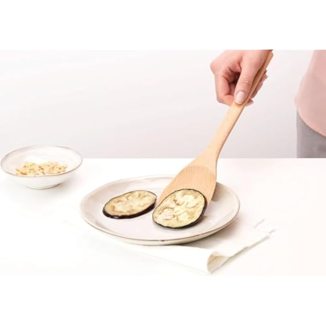 Brabantia 3 Piece Wooden Kitchen Utensil Set (Beech Wood) Spoon, Spatula & Corner Spoon - Sustainable Cookware