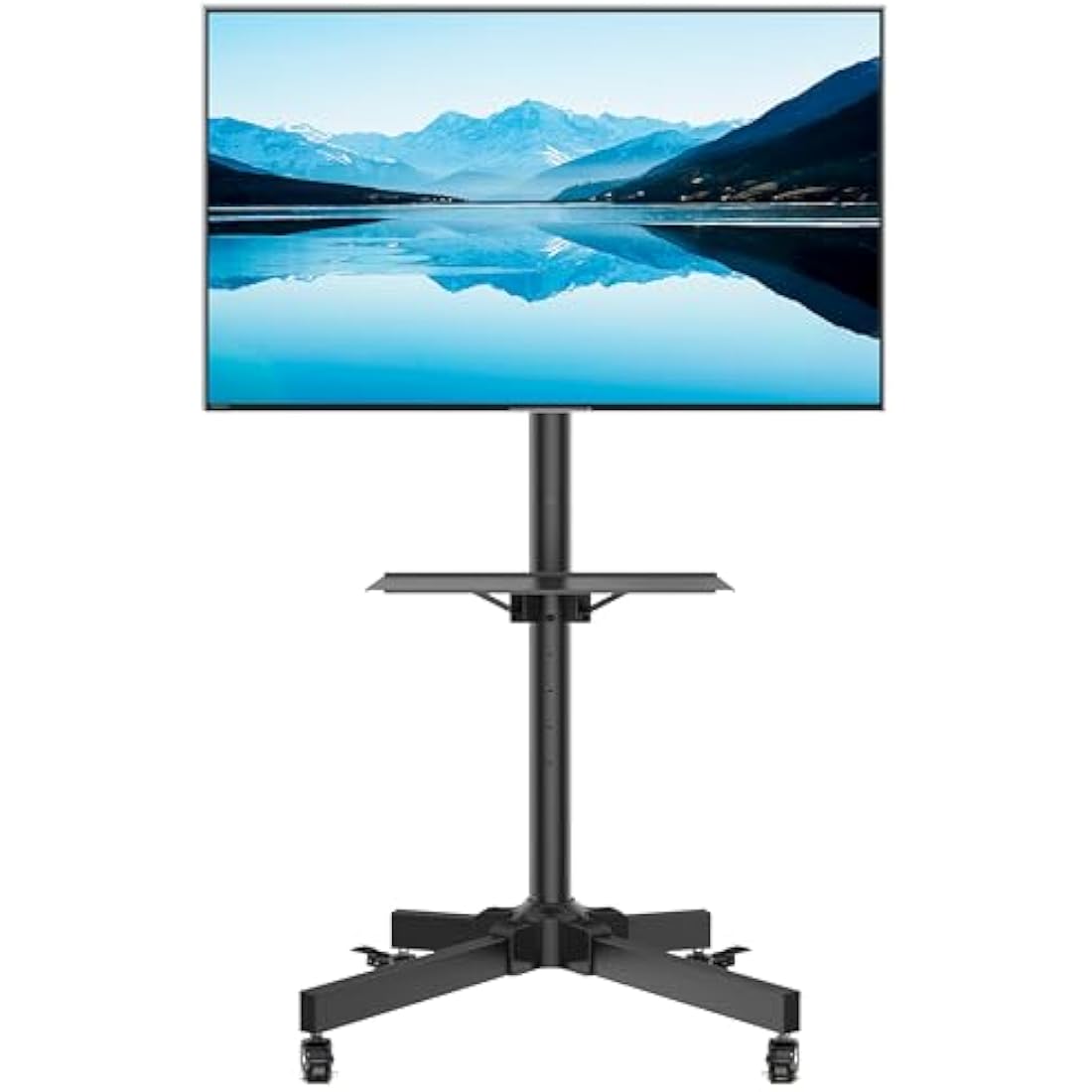 BONTEC Mobile TV Stand on Wheels for 23-60 inch Plasma/LCD/LED TVs, Portable TV Stand with Tray, Height adjustable Home Display Rolling TV Cart Trolly, Max. VESA 400x400mm, up to 40kg